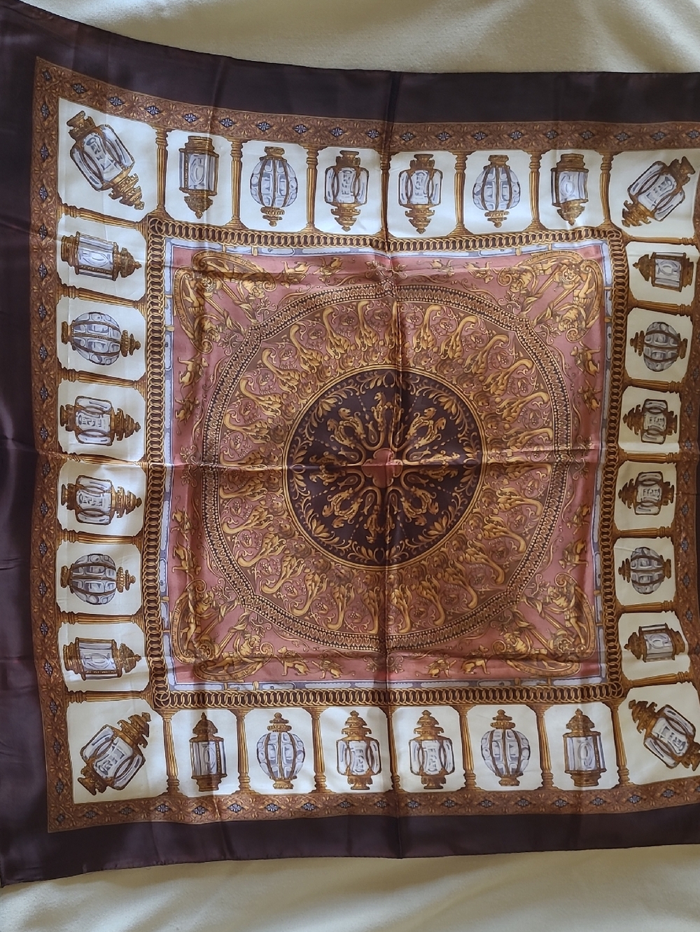 Brown, Gold And Cream Scarf